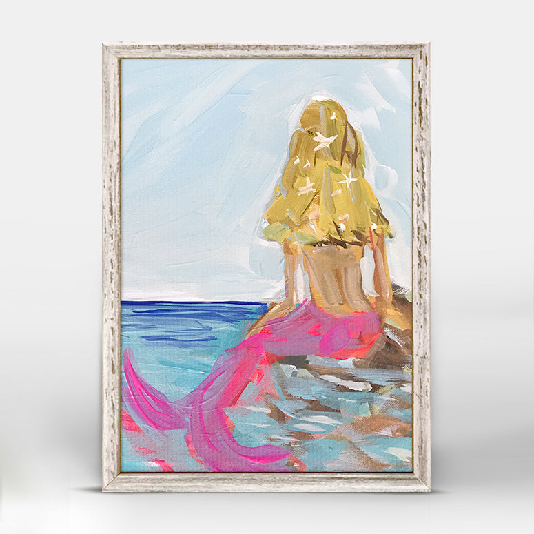 Mermaid In the Sea - Blonde Mini Framed Canvas