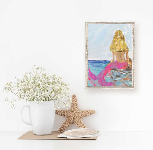 Mermaid In the Sea - Blonde Mini Framed Canvas - GreenBox Art