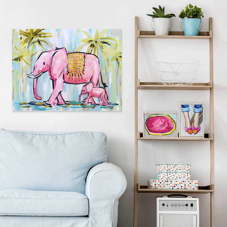 Pink Elephants Canvas Wall Art