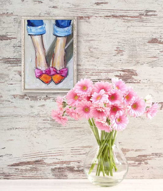 Bows Toes Shoes Mini Framed Canvas