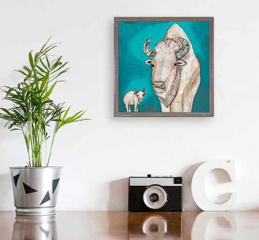 White Buffalo Baby Mini Framed Canvas - GreenBox Art