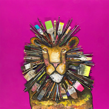 Paintbrush Lion Canvas Wall Art