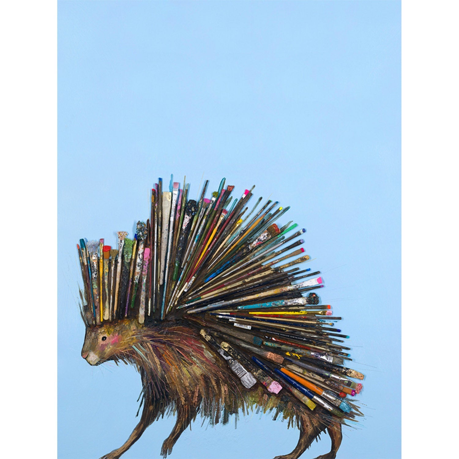 Paintbrush Porcupine Canvas Wall Art - GreenBox Art