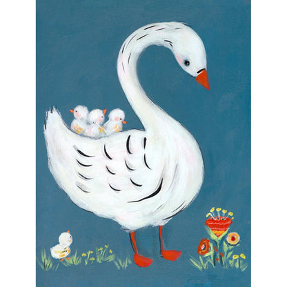 Swan With Babies Canvas Wall Art