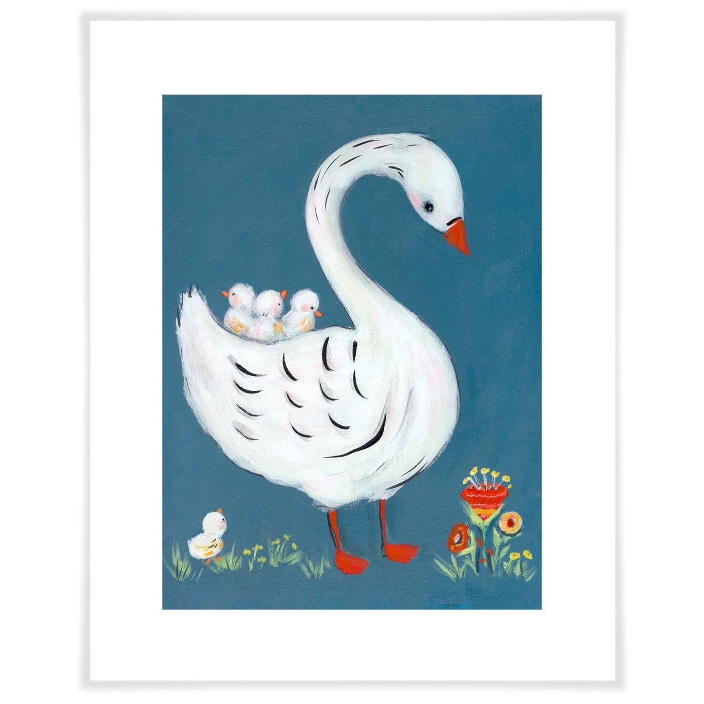 Swan With Babies Art Prints