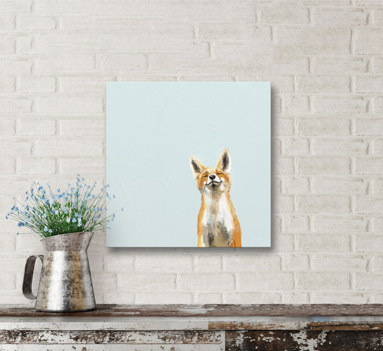 Happy Fox Canvas Wall Art - GreenBox Art