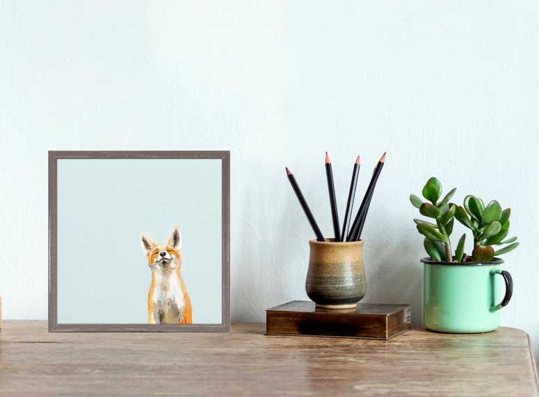 Happy Fox Mini Framed Canvas - GreenBox Art