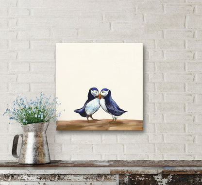 Puffin Couple Canvas Wall Art