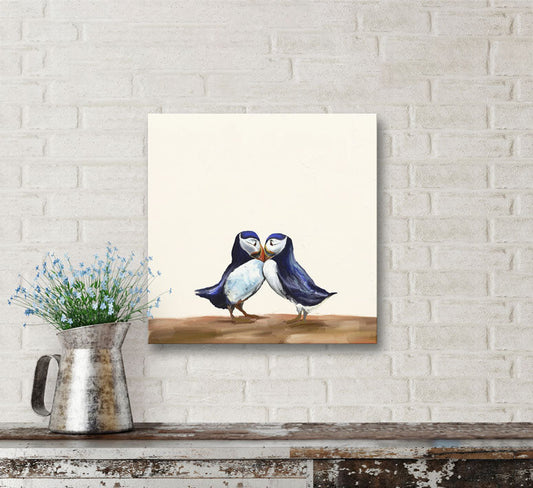 Puffin Couple Canvas Wall Art - GreenBox Art