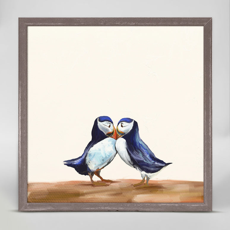Puffin Couple Mini Framed Canvas - GreenBox Art
