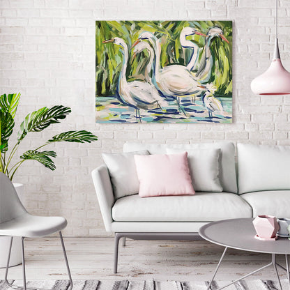 Group of Egrets Canvas Wall Art