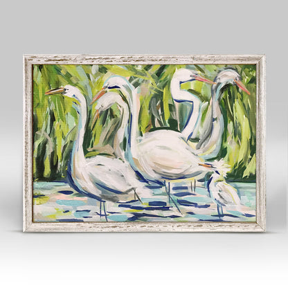 Group of Egrets Mini Framed Canvas