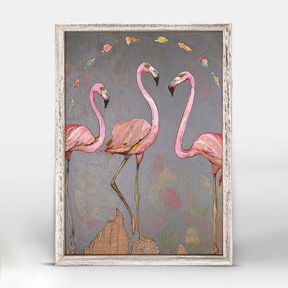 Flamingos and Fish Mini Framed Canvas - GreenBox Art