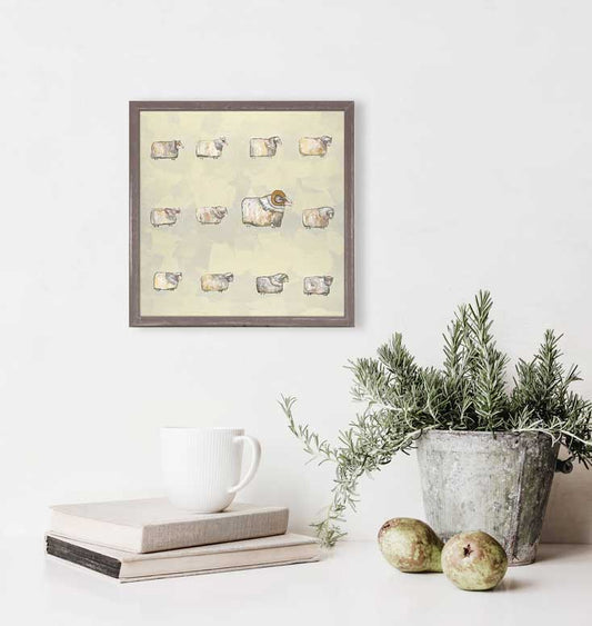 Sheep Flock Mini Framed Canvas - GreenBox Art