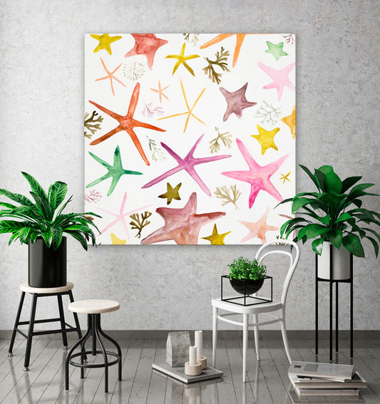 Colorful Starfish Canvas Wall Art - GreenBox Art