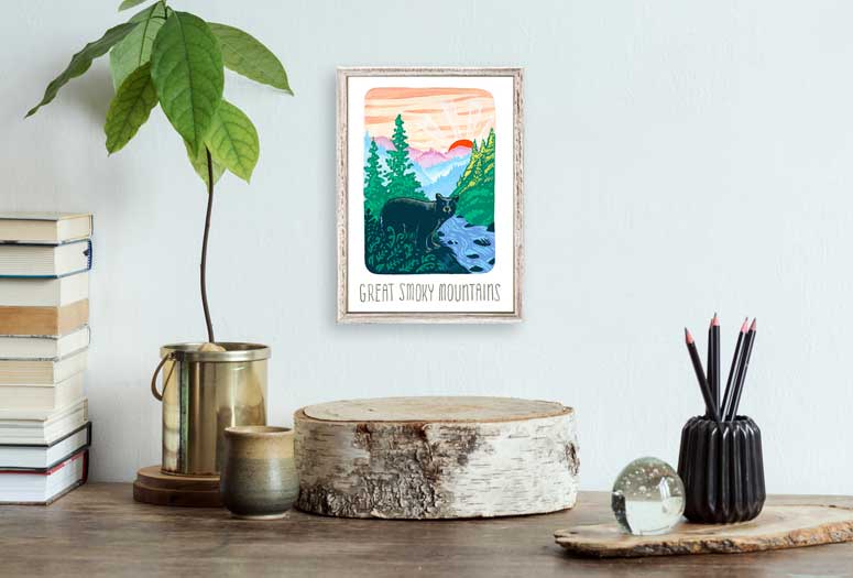 National Parks - Great Smoky Mountains Mini Framed Canvas - GreenBox Art