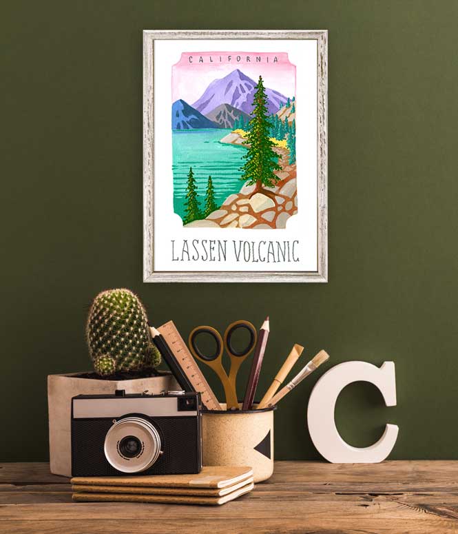 National Parks - Lassen Volcanic Mini Framed Canvas - GreenBox Art