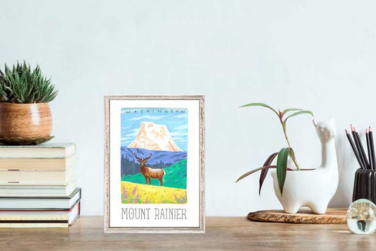 National Parks - Mount Rainier Mini Framed Canvas - GreenBox Art