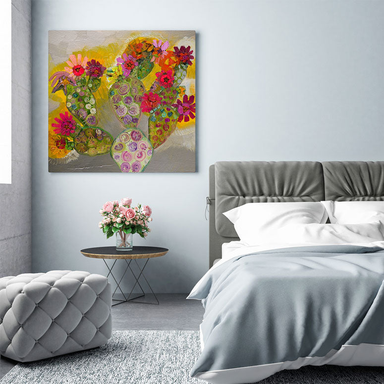 Cacti In Bloom Canvas Wall Art