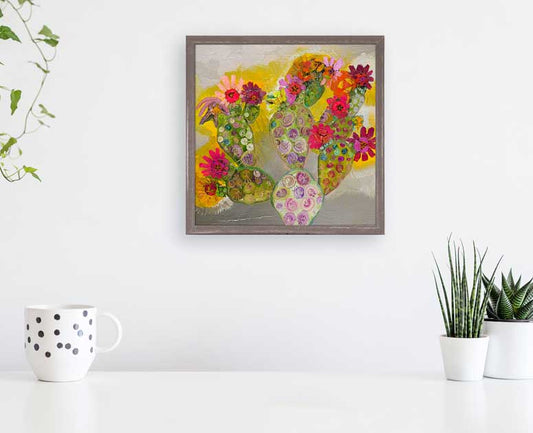 Cacti In Bloom Mini Framed Canvas - GreenBox Art