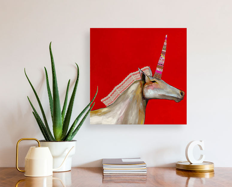 Unicorn With Lace Mane Canvas Wall Art - GreenBox Art