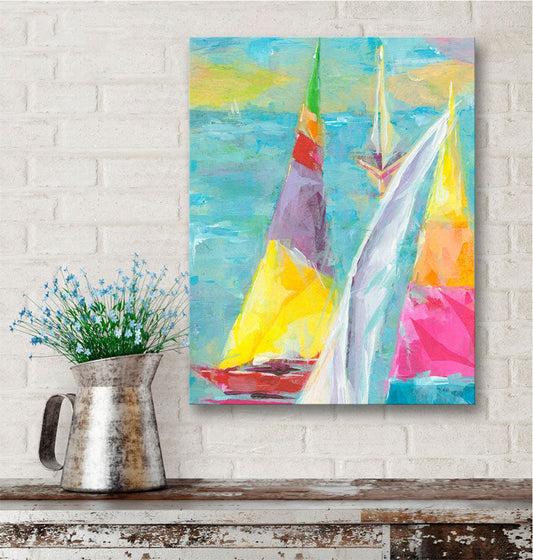 Painted Sailboat Canvas Wall Art - GreenBox Art