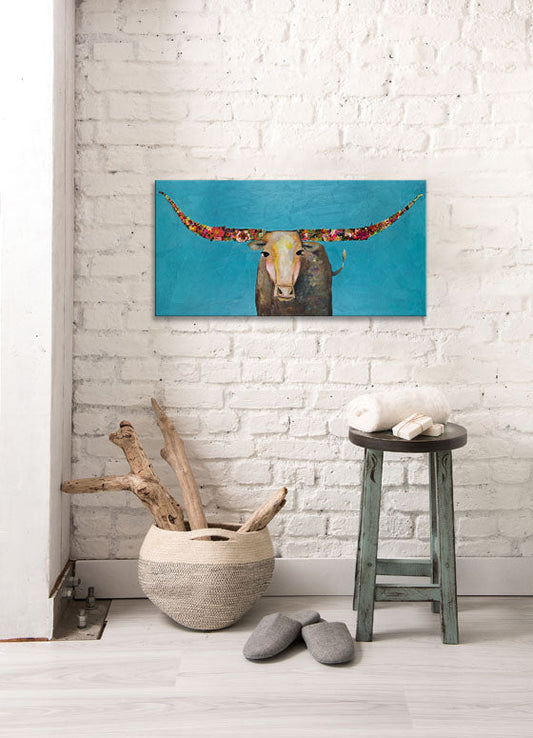 Swinging Tail Longhorn Canvas Wall Art - GreenBox Art