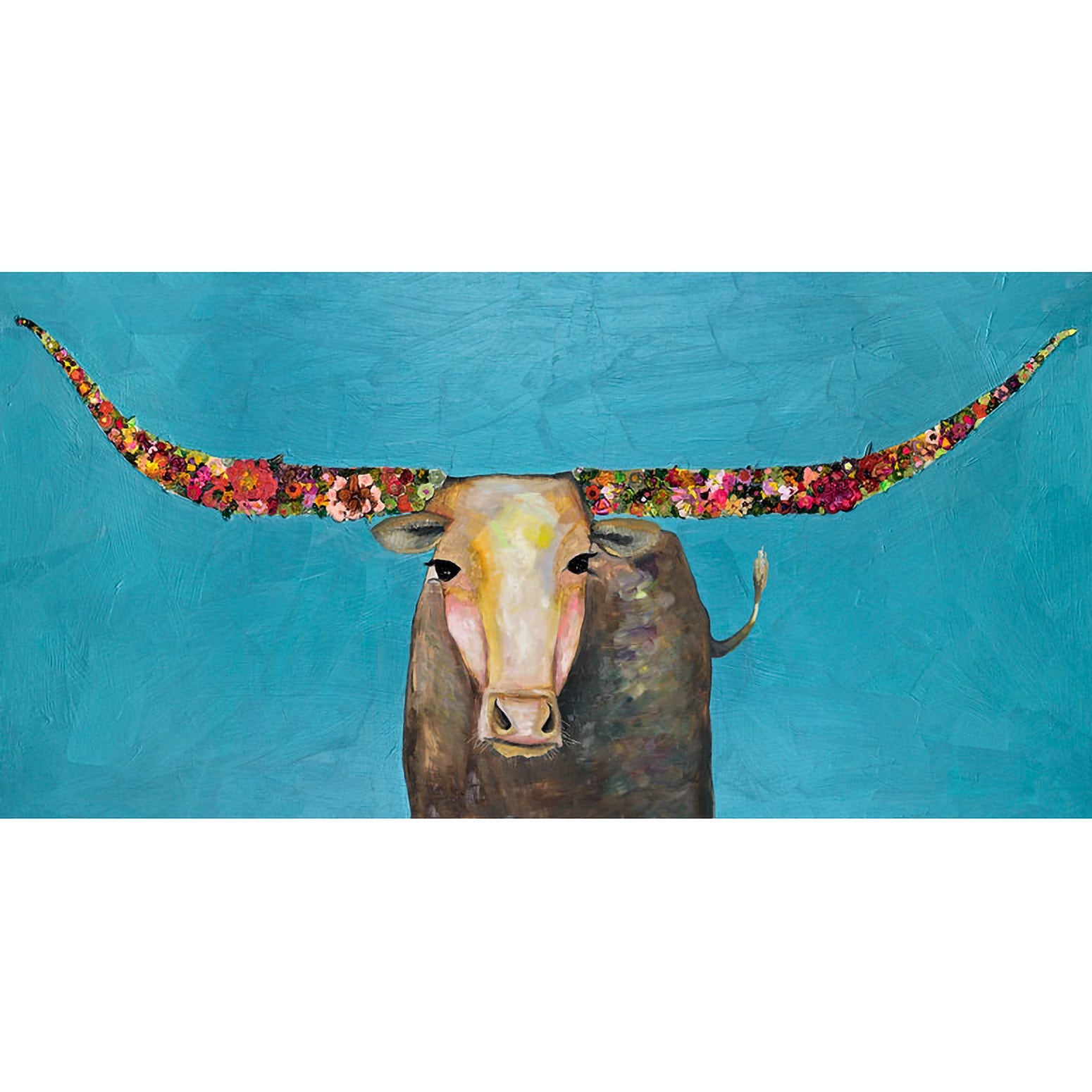 Swinging Tail Longhorn Canvas Wall Art - GreenBox Art