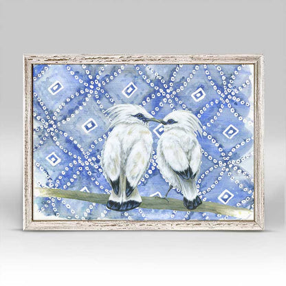 Shibori and Birds - Honeymooners Mini Framed Canvas