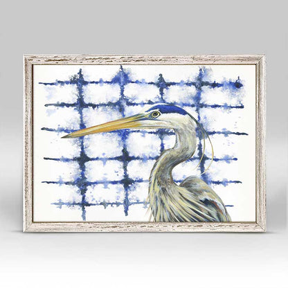 Shibori and Birds - Lagoon Patrol Mini Framed Canvas - GreenBox Art