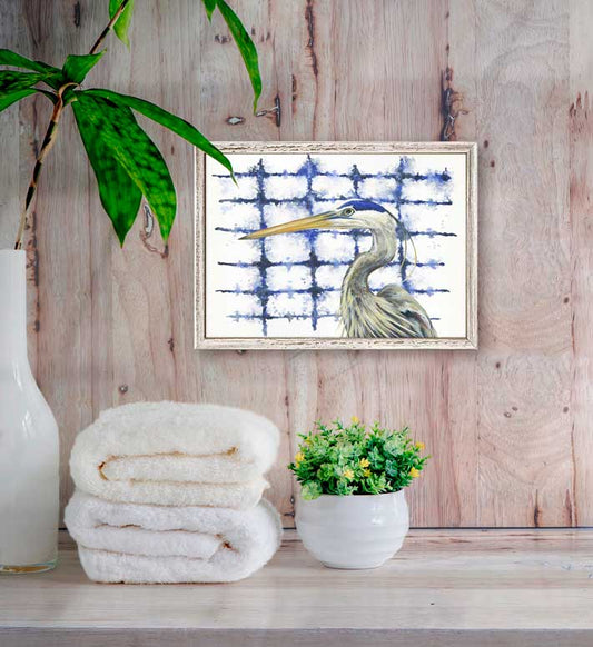 Shibori and Birds - Lagoon Patrol Mini Framed Canvas