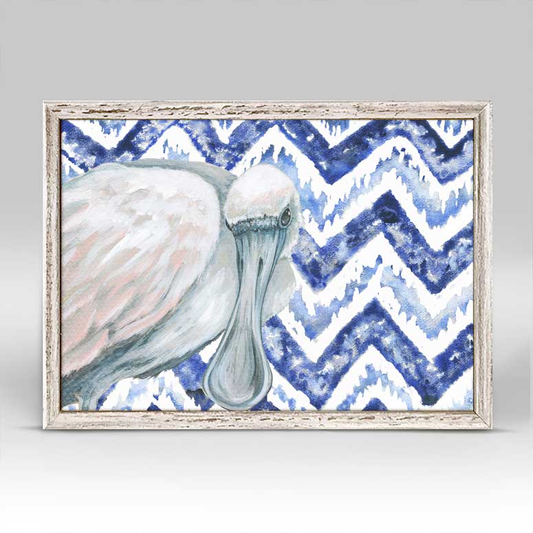 Shibori and Birds - Sweet Spoonbill Mini Framed Canvas