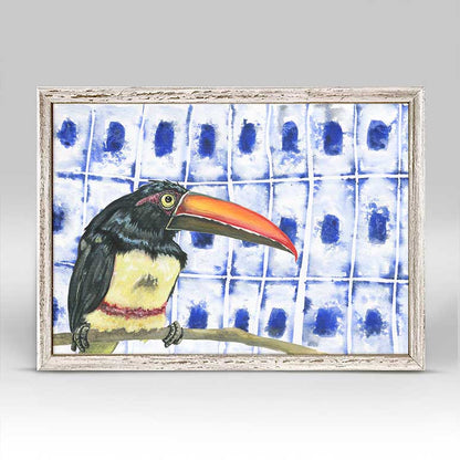 Shibori and Birds - Tropicana Toucan Mini Framed Canvas