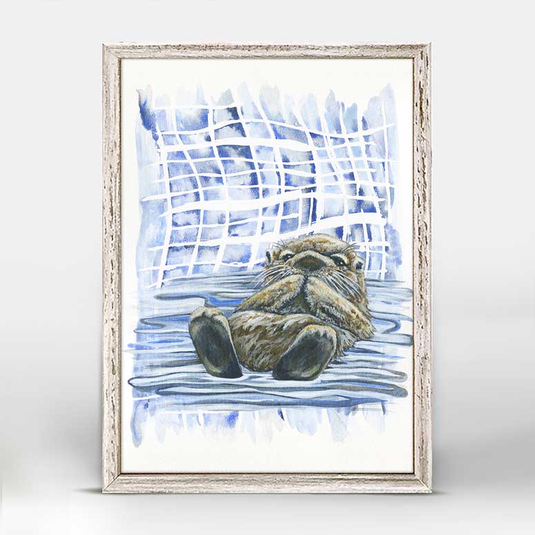 Shibori and Marine Mammals - Taking a Break Mini Framed Canvas