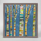 Birch Trees on Cobalt Mini Framed Canvas
