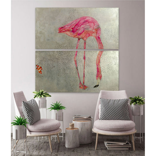 Standing Flamingo Diptych Canvas Wall Art