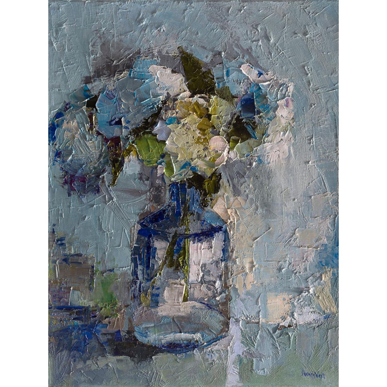 Blue Hydrangeas Canvas Wall Art - GreenBox Art