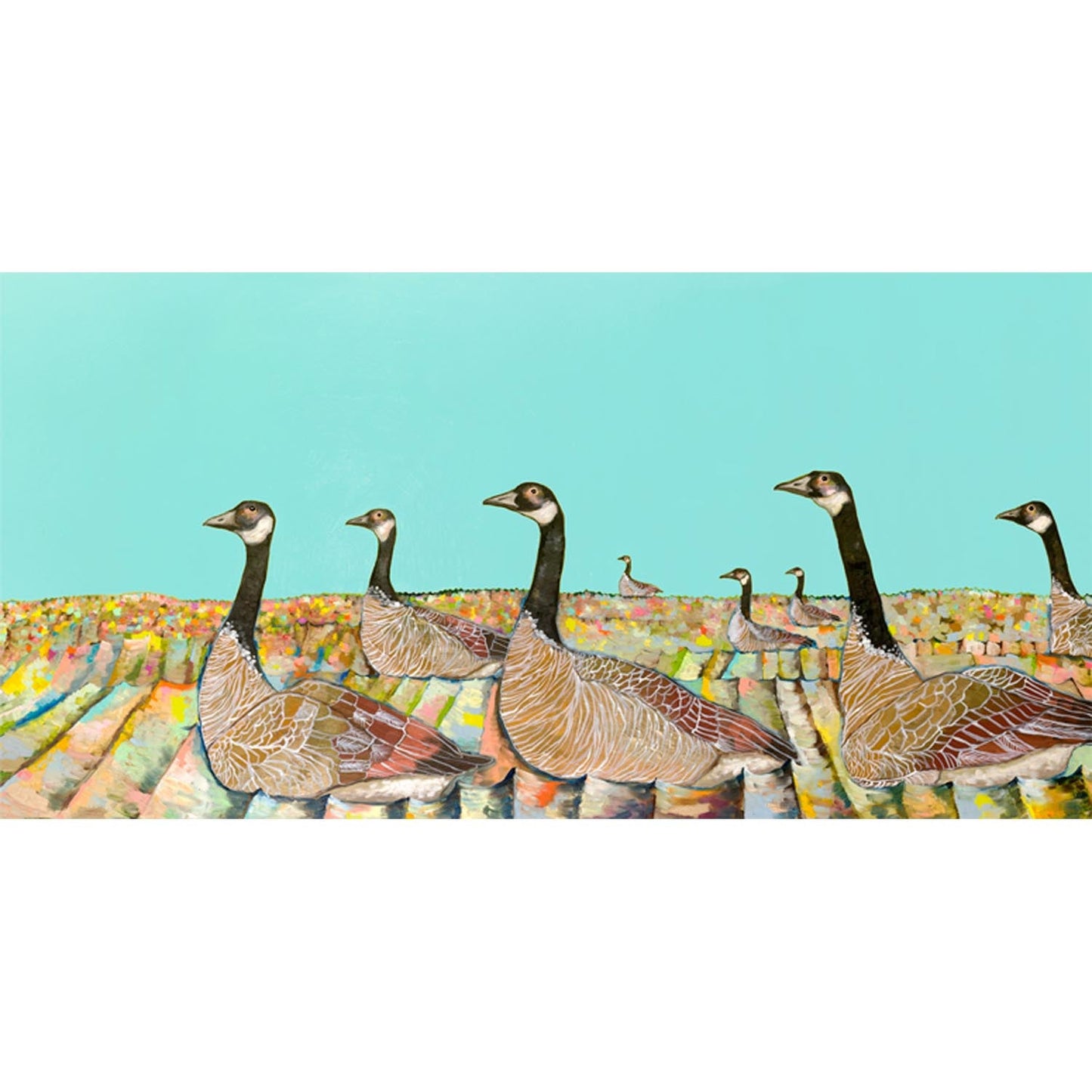 Golden Geese Canvas Wall Art