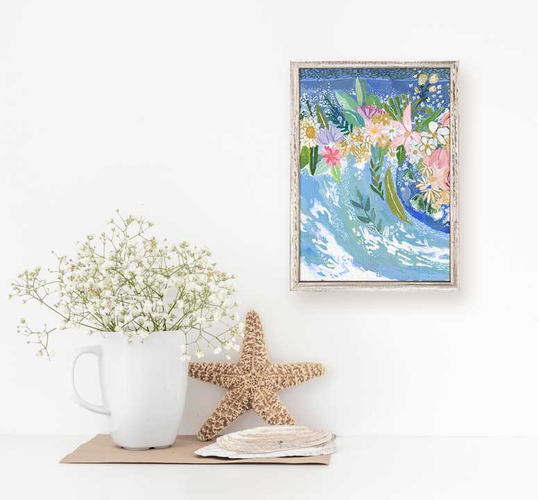 Flora & A Wave Mini Framed Canvas