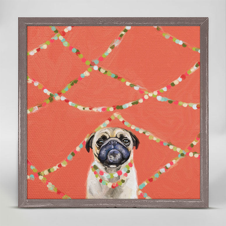 Best Friend - Festive Party Pug Mini Framed Canvas
