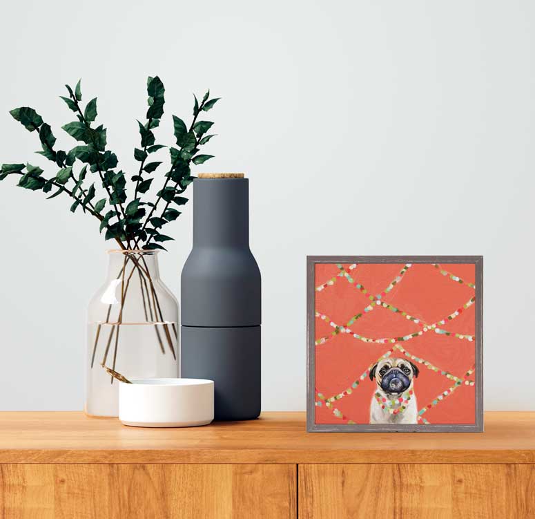 Best Friend - Festive Party Pug Mini Framed Canvas