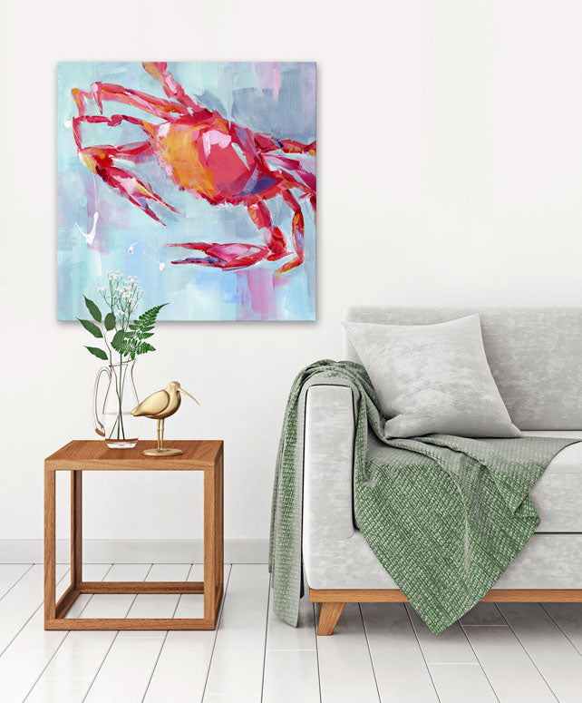 Crab Red Canvas Wall Art - GreenBox Art