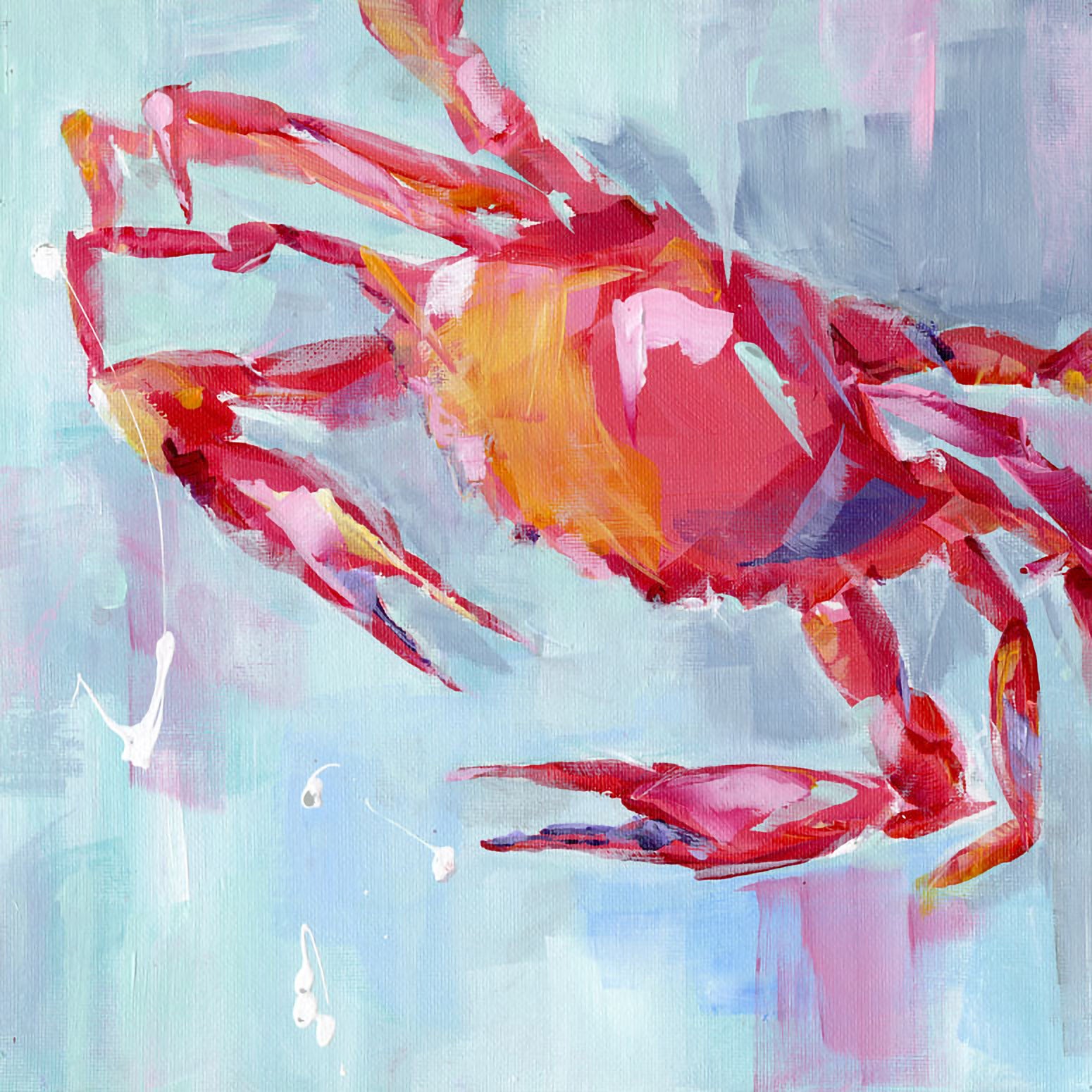 Crab Red Canvas Wall Art - GreenBox Art
