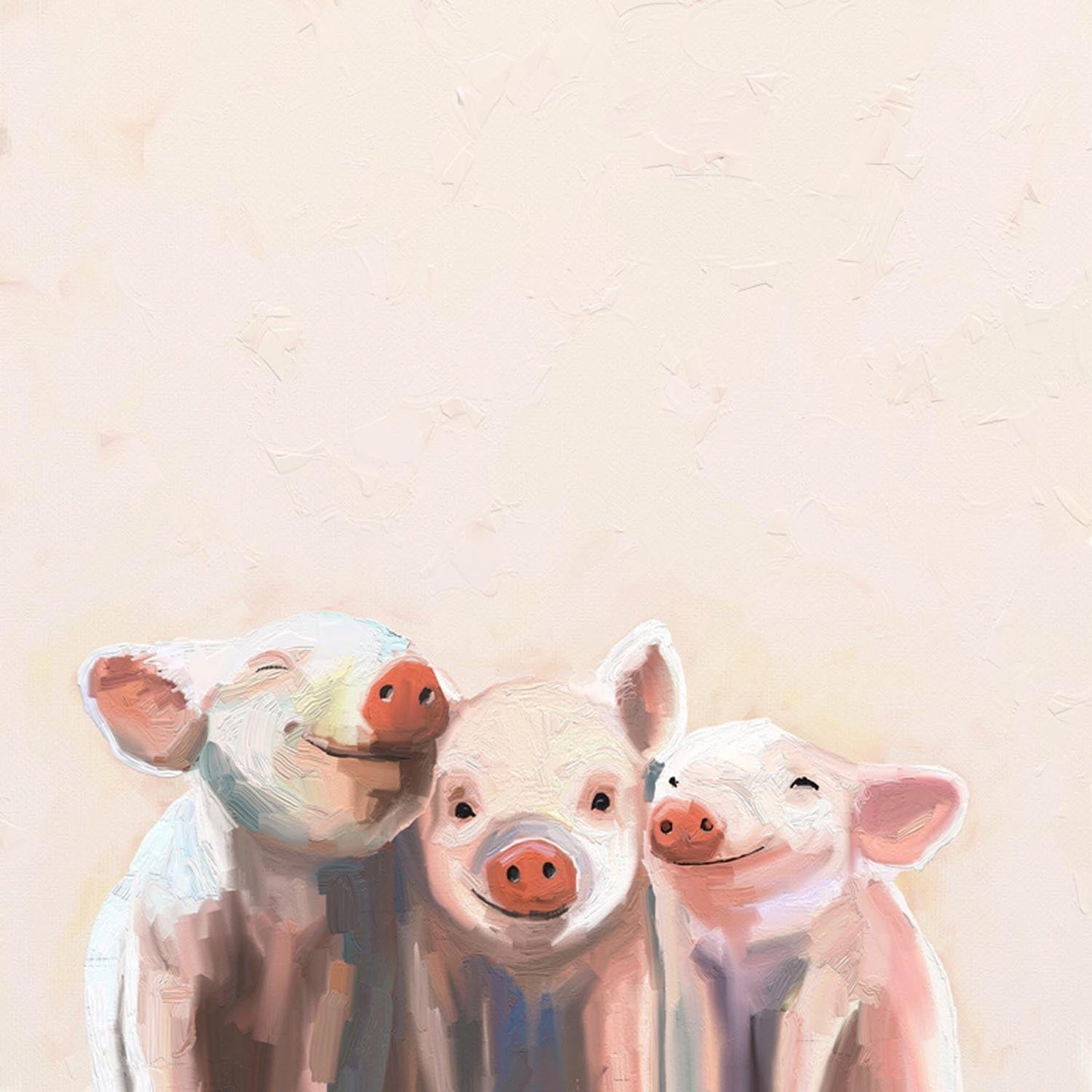 Three Little Piggies On Pink Canvas Wall Art - GreenBox Art