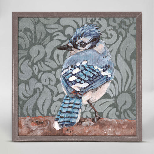Baroque Blue Jay Mini Framed Canvas