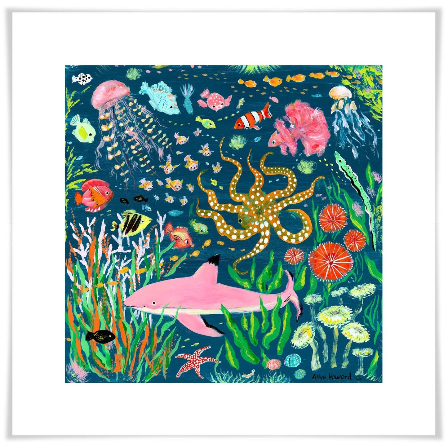 Under The Sea - Pink Shark Art Prints