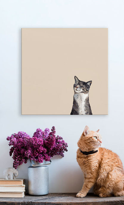 Feline Friends - Happy Tabby Canvas Wall Art - GreenBox Art