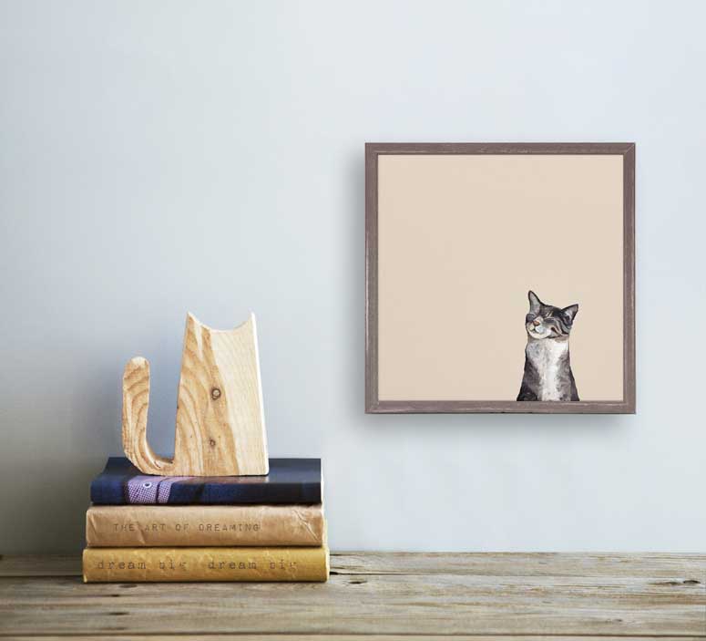 Feline Friends - Happy Tabby Mini Framed Canvas