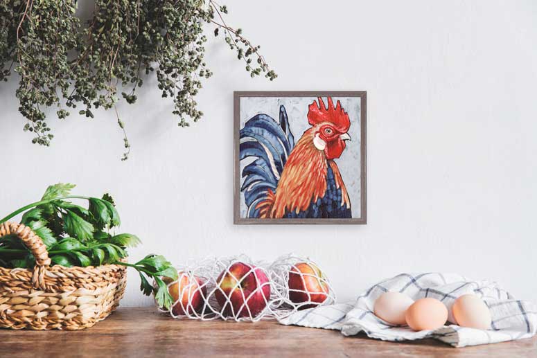 Farm Rooster Mini Framed Canvas