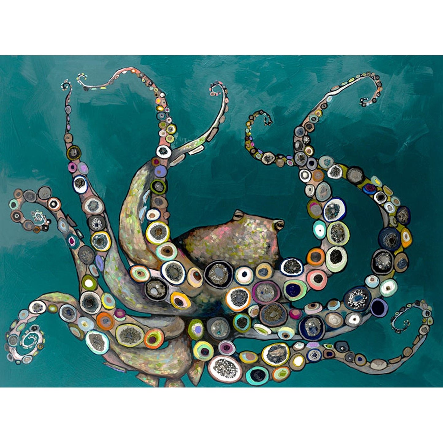 Octopus in the Deep Teal Sea Canvas Wall Art